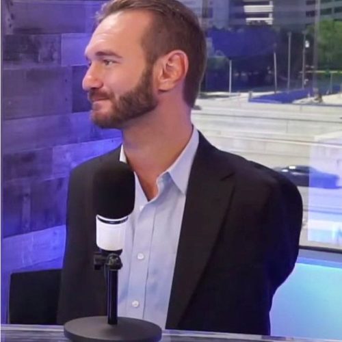 Podcasts are Personal - Nick Vujicic Candid Photo In-Studio